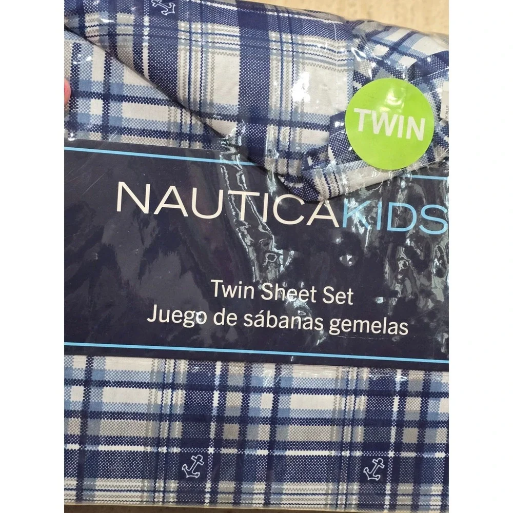 Nautica Kids Anchors Twin Set Fitted Flat‎ Pillowcase 3pc Set New